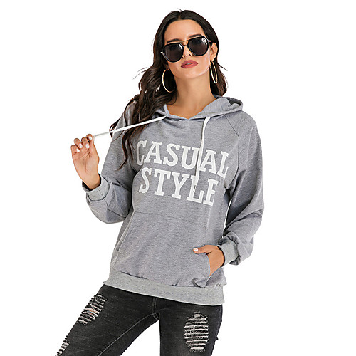 

Women's Pullover Hoodie Sweatshirt Graphic Text Letter Daily Streetwear Hoodies Sweatshirts Cotton Loose Gray