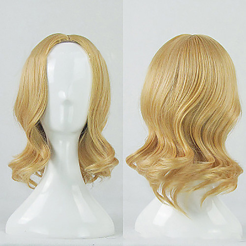 

Seraph of the End White Russia Natalia Alfroskaya Cosplay Wigs Unisex Middle Part 14 inch Heat Resistant Fiber Wavy Blonde Teen Adults' Anime Wig