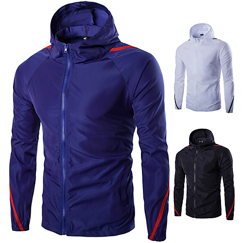 

Men's Long Sleeve Windbreaker Rain Jacket Outerwear Top Street Athleisure Summer Elastane UV Sun Protection Quick Dry Water Resistant Performance Running Training Sportswear White Black Royal Blue