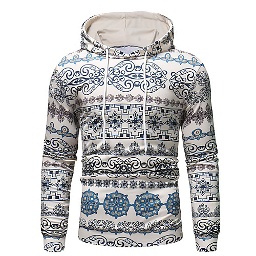 

Men's Pullover Hoodie Sweatshirt Scenery Hooded Party Casual Hoodies Sweatshirts Long Sleeve Slim White