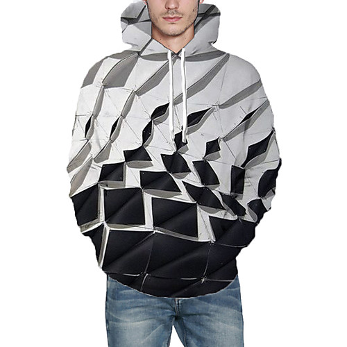 

Men's Hoodie Graphic Geometric Hooded Daily Going out 3D Print Casual Hoodies Sweatshirts White