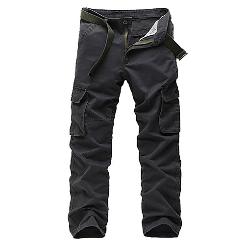 

Men's Basic Daily Tactical Cargo Pants Solid Colored Full Length Black Army Green Khaki Gray