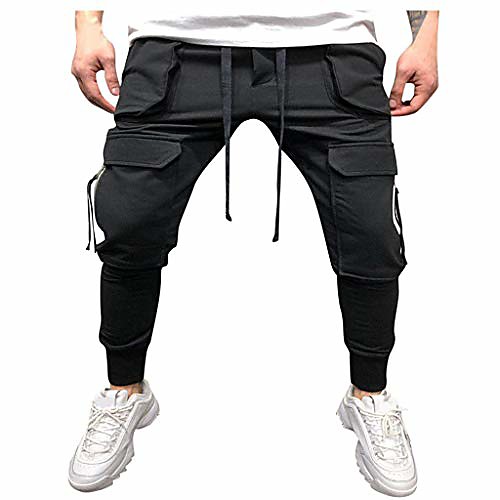 

mens casual harem pants slim fit drawstring comfortable denim trousers athletic chino jogger pants