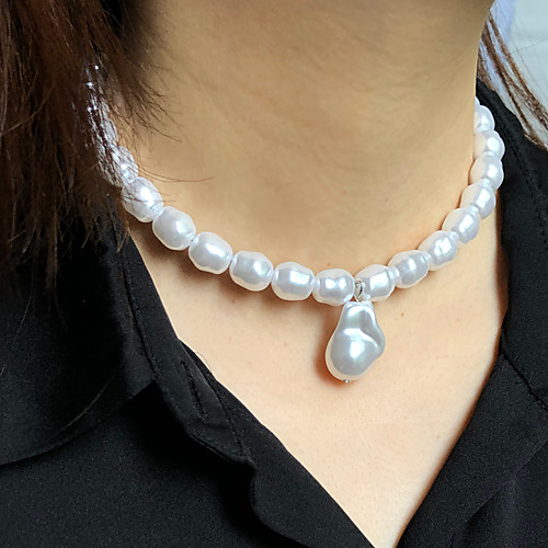 

Women's Choker Necklace Pendant Necklace Simple Luxury Elegant Classic Imitation Pearl Alloy White 35 cm Necklace Jewelry 1pc For Gift Formal Engagement Prom Festival / Pearl Necklace