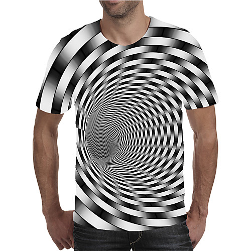 

Men's T shirt Shirt 3D Print Graphic Optical Illusion Plus Size Print Short Sleeve Daily Tops Elegant Exaggerated Round Neck Black