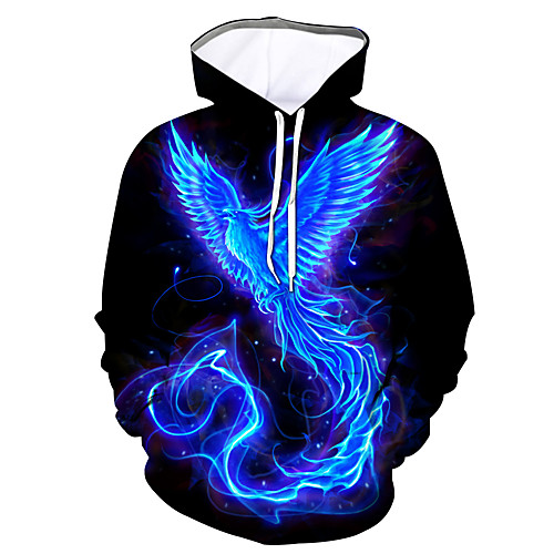 

Men's Unisex Plus Size Pullover Hoodie Sweatshirt Graphic Bird Hooded Daily Going out 3D Print Casual Hoodies Sweatshirts Long Sleeve Blue Blushing Pink Gold