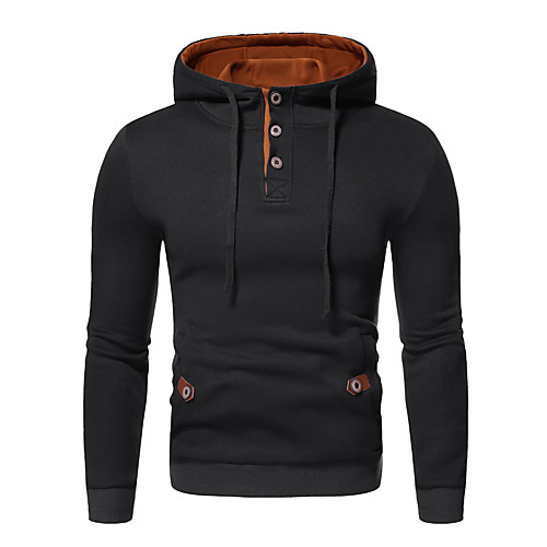 

Men's Pullover Hoodie Sweatshirt Solid Colored Hooded Daily Going out non-printing Casual Hoodies Sweatshirts Long Sleeve Black Navy Blue