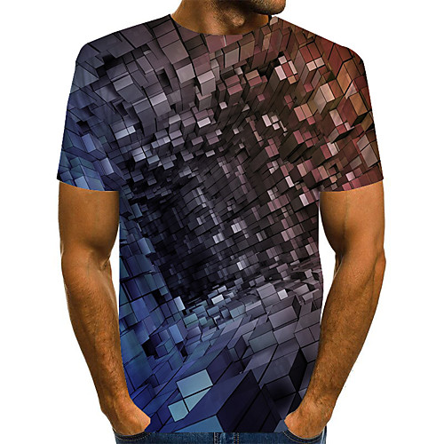 

Men's T shirt Shirt Graphic Plus Size Print Short Sleeve Daily Tops Basic Exaggerated Round Neck Dusty Blue