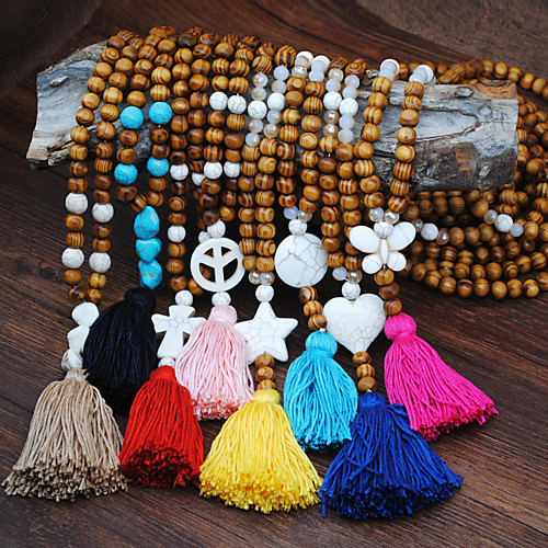

Women's Long Necklace Star Elegant Resin Wood Yellow Red Blue Pink Fuchsia 55 cm Necklace Jewelry 1pc For