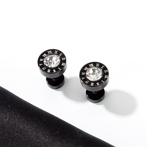 

Cubic Zirconia Stud Earrings Classic Alphabet Shape Punk Earrings Jewelry Black For Street Festival 1 Pair
