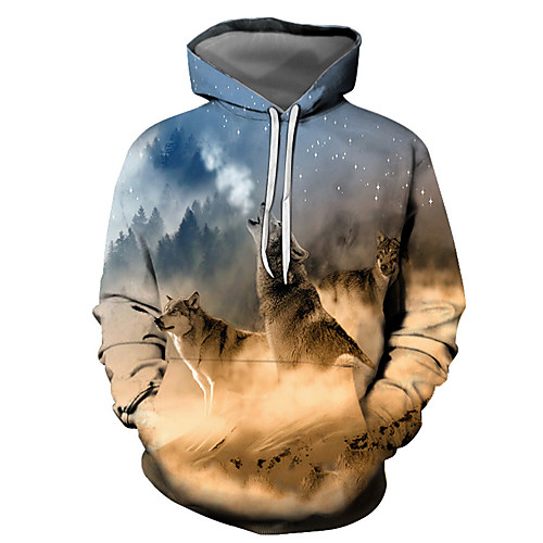 

Men's Pullover Hoodie Sweatshirt Graphic Animal Hooded Daily Going out 3D Print Basic Casual Hoodies Sweatshirts Brown