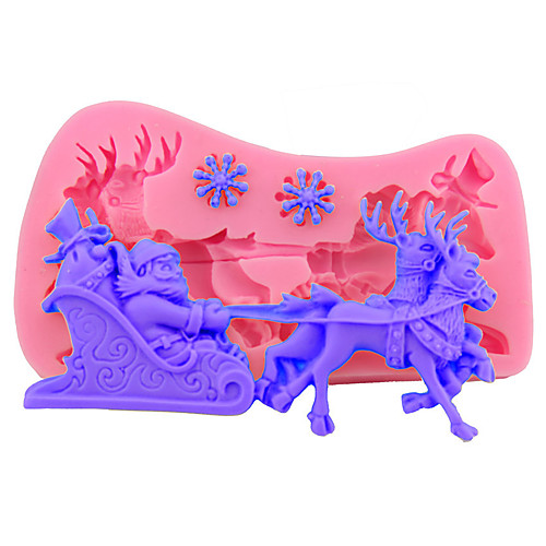 

2pcs Christmas Elk Sleigh Snowflake Fondant Cake Mold