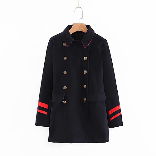 

Women's Coat Daily Fall & Winter Long Coat Slim Basic Jacket Long Sleeve Solid Colored Dusty Blue