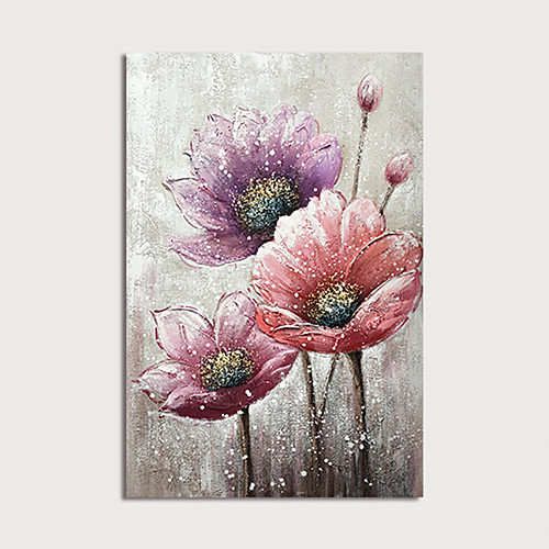 

Oil Painting Hand Painted Vertical Abstract Floral / Botanical Modern Stretched Canvas
