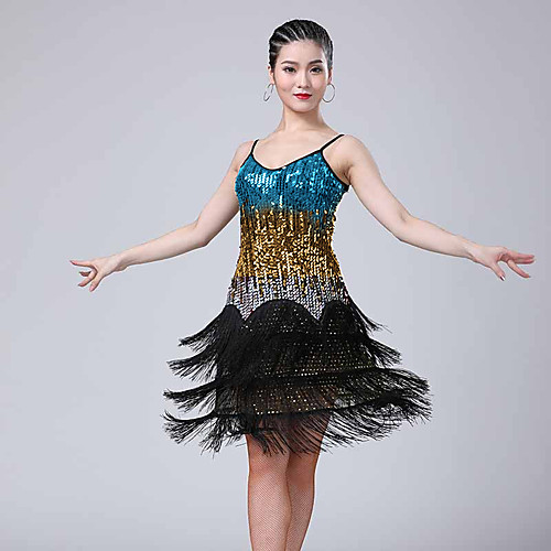 

Latin Dance Dress Tassel Paillette Women's Performance Sleeveless Polyester