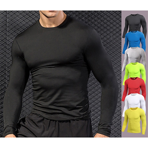 

YUERLIAN Men's Long Sleeve Running Shirt Underwear Compression Shirt Athletic Athleisure Fast Dry Breathability Quick Dry Fitness Gym Workout Running Bodybuilding Sportswear White Black Yellow Red