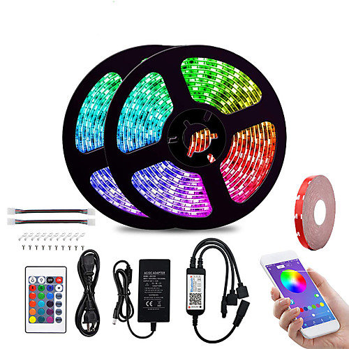 

2x5M Flexible LED Strip Lights Light Sets RGB Tiktok Lights Smart Lights 600 LEDs SMD5050 10mm 1Set Mounting Bracket Waterproof APP Control Cuttable 100-240 V 1 set