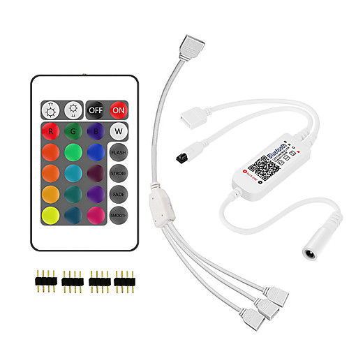 

Wireless Bluetooth LED Strip Light Controller With 24 Keys IR Remote Control And 1 Out 3 Connecting Wire For APP Control Smart Controller IOS And Android DC5-24V 70 W