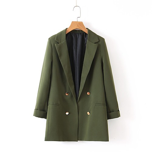 

Women's Blazer Green Solid Colored Polyester Coat Tops