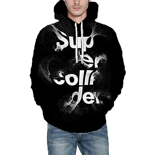 

Men's Hoodie Graphic Hooded Daily Going out 3D Print Casual Hoodies Sweatshirts Black