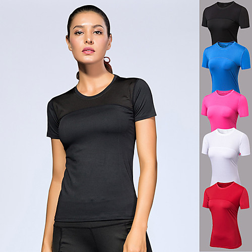 

YUERLIAN Women's Short Sleeve Compression Shirt Running Shirt Tee Tshirt Top Athletic Athleisure Summer Spandex Quick Dry Breathable Soft Yoga Fitness Gym Workout Running Training Sportswear Solid