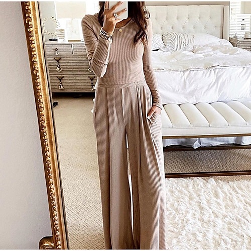 

Women's Solid Colored Two Piece Set Set Pant Tops