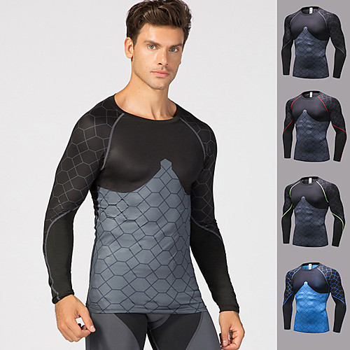

YUERLIAN Men's Long Sleeve Compression Shirt Running Shirt Tee Tshirt Top Athletic Athleisure Summer Spandex Quick Dry Breathable Soft Fitness Gym Workout Performance Running Training Sportswear