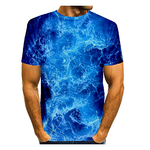 

Men's T shirt Graphic Short Sleeve Daily Tops Basic Elegant Round Neck Blue