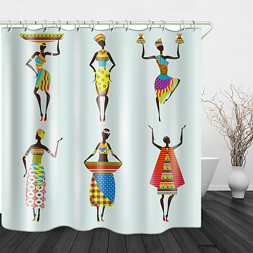 

Black African Woman Shower Curtains & Hooks Modern Polyester New Design 72 Inch