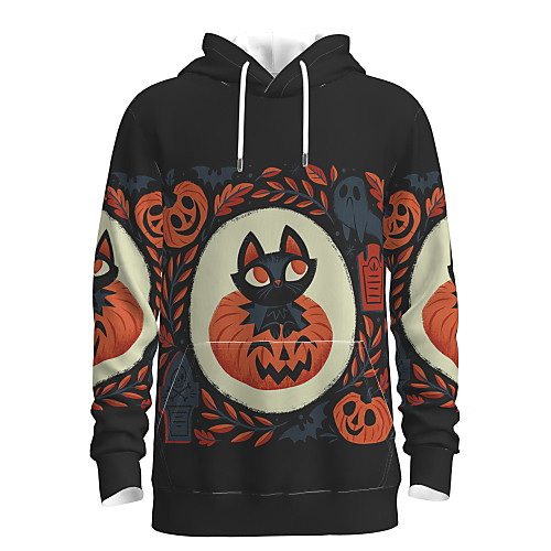 

Men's Pullover Hoodie Sweatshirt Cat Graphic Hooded Weekend 3D Print Active Casual Hoodies Sweatshirts Long Sleeve Black