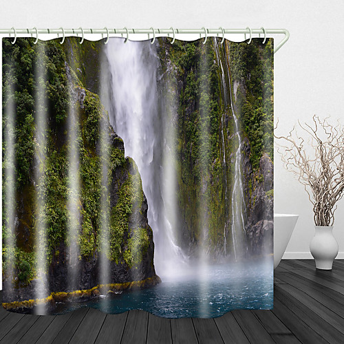 

Alpine Waterfall Shower Curtains & Hooks Modern Polyester New Design 72 Inch