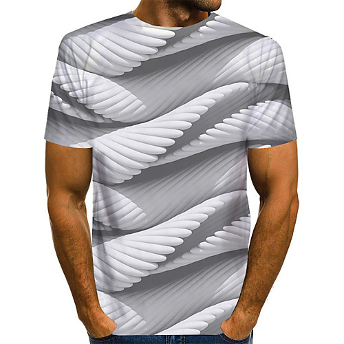 

Men's T shirt Shirt Graphic Optical Illusion Print Short Sleeve Daily Tops Basic Exaggerated Round Neck White Blue Purple
