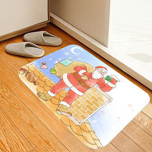 

Gift Santa Claus Digital Printing Mat Flowers Kitten Girl Modern Bath Mats Nonwoven / Memory Foam Novelty Bathroom