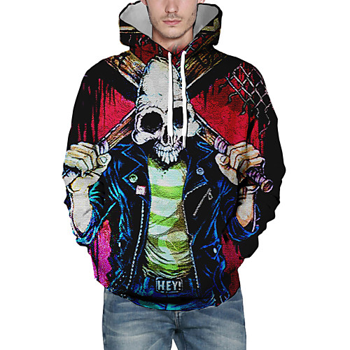 

Men's Pullover Hoodie Sweatshirt Graphic Skull Hooded Halloween Daily Going out Casual Hoodies Sweatshirts Red