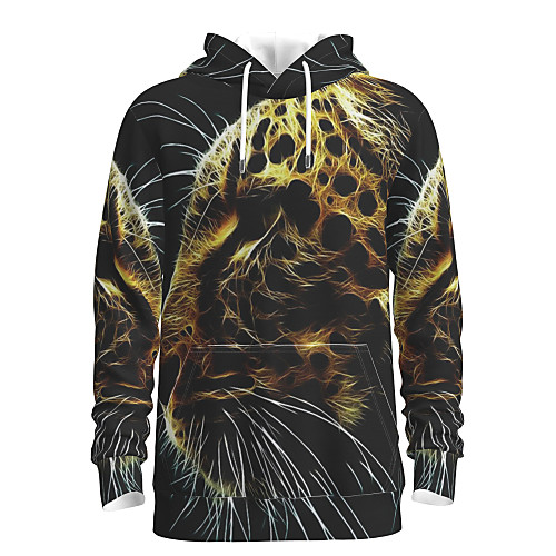 

Men's Pullover Hoodie Sweatshirt Animal Patterned Graphic Hooded Daily 3D Print Basic Hoodies Sweatshirts Black