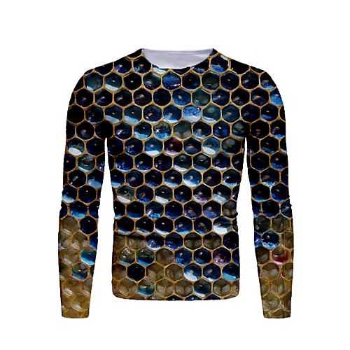 

Men's T shirt Shirt Graphic Print Long Sleeve Daily Tops Basic Round Neck Brown / Sports