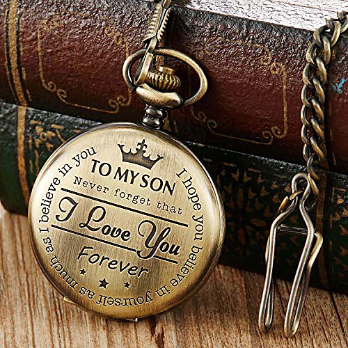 

bronze engraved pocket watch to son i love you gifts from a mom dad birthday gift fob watches chains litbwat