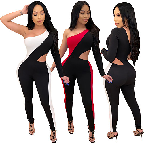 

Women's Tracksuit Workout Jumpsuit Summer Fashion Red White Yoga Fitness Gym Workout Bodysuit Clothing Suit Long Sleeve Sport Activewear Tummy Control Butt Lift Quick Dry Breathable Stretchy