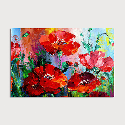 

Oil Painting Hand Painted Horizontal Abstract Floral / Botanical Modern Stretched Canvas