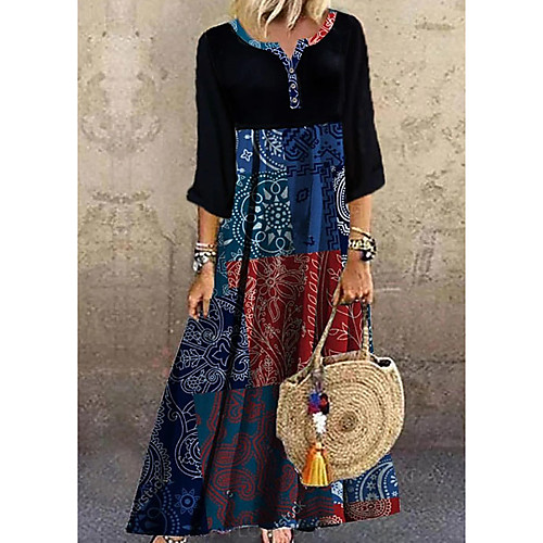 

Women's Shift Dress Maxi long Dress Black Half Sleeve Print Print Summer Round Neck Hot Casual Boho vacation dresses 2021 S M L XL XXL 3XL