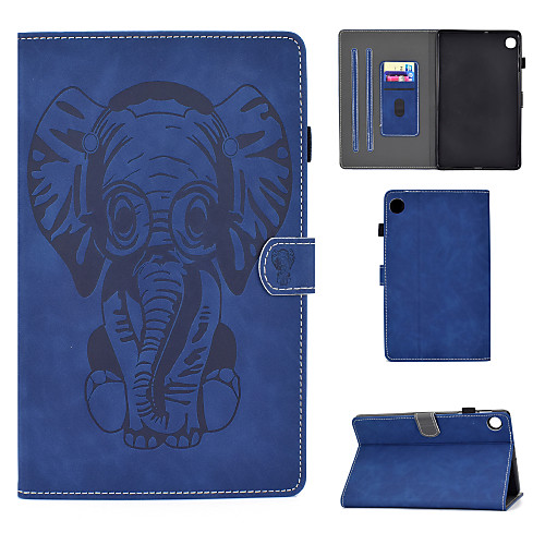 

Case For Lenovo M10 Plus TB-X606F Card Holder Shockproof Flip Full Body Cases Animal PU Leather TPU elephant pattern