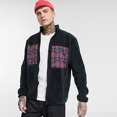 

Men's Zip Up Hoodie Sweatshirt Color Block Sports non-printing Basic Fuzzy Hoodies Sweatshirts Black