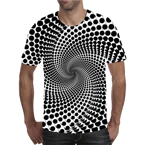 

Men's T shirt 3D Print Graphic Optical Illusion Plus Size Print Short Sleeve Daily Tops Elegant Exaggerated Black