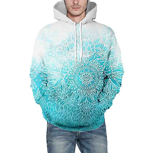 

Men's Pullover Hoodie Sweatshirt Graphic Hooded Daily 3D Print Basic Hoodies Sweatshirts Blue