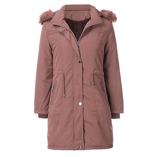 

Women's Padded Long Coat Loose Jacket Solid Colored Blushing Pink Wine