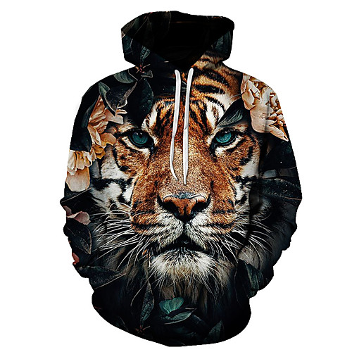 

Men's Hoodie Graphic Animal Hooded Daily Basic Hoodies Sweatshirts Black