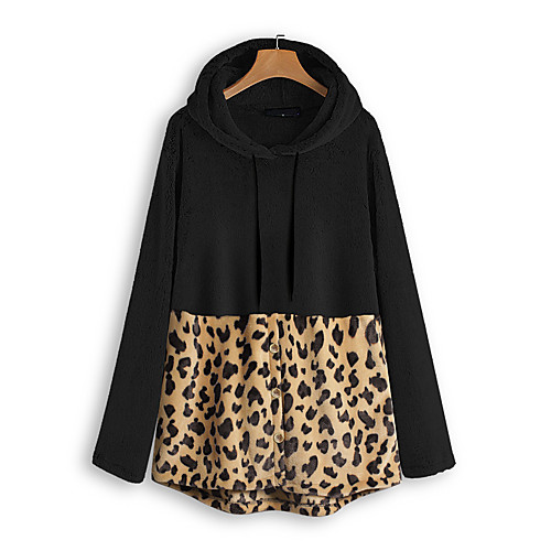 

Women's Pullover Hoodie Sweatshirt Leopard Cheetah Print Daily non-printing Basic Hoodies Sweatshirts Loose Gray Green Black