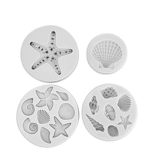 

Cake Cookie Mold Ocean Series Shell Silicone Mold Starfish Mold Conch Chocolate Baking Cake Decoration Fondant Mold 4pcs