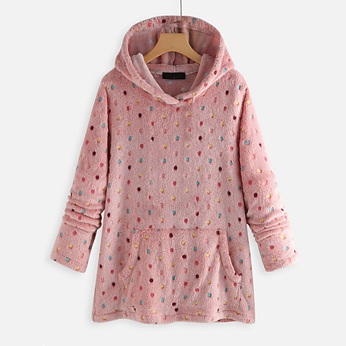 

Women's Pullover Hoodie Sweatshirt Polka Dot Front Pocket Daily non-printing Basic Hoodies Sweatshirts Loose Oversized Blue Blushing Pink