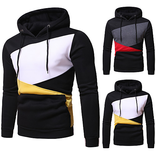 

Men's Pullover Hoodie Sweatshirt Color Block Hooded Daily non-printing Casual Hoodies Sweatshirts Yellow Red